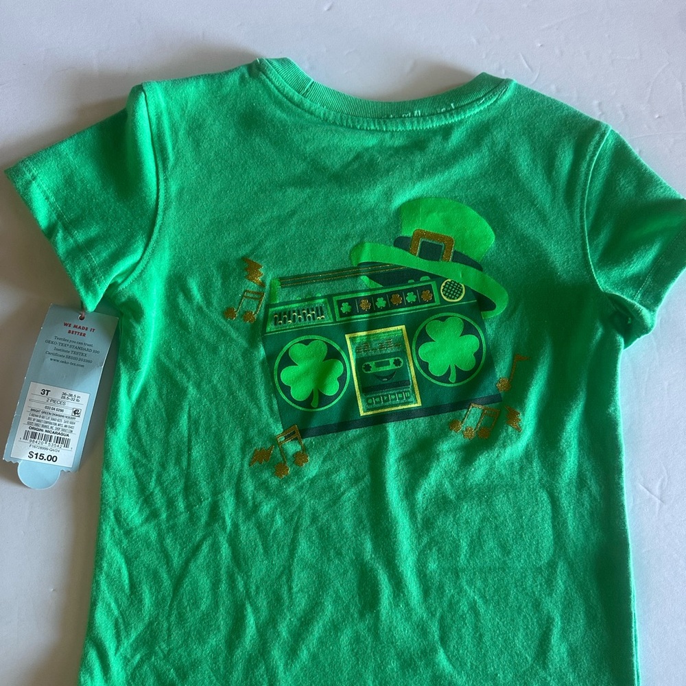 Cat & Jack Green Short Sleeve Tee with Boombox Design